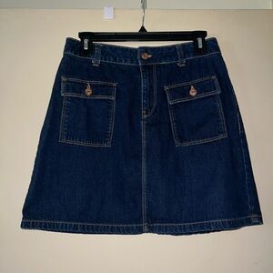 Zara Dark Blue A-Line Skirt with Pockets